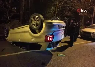 Beykoz'da otomobil takla attı: 2 yaralı