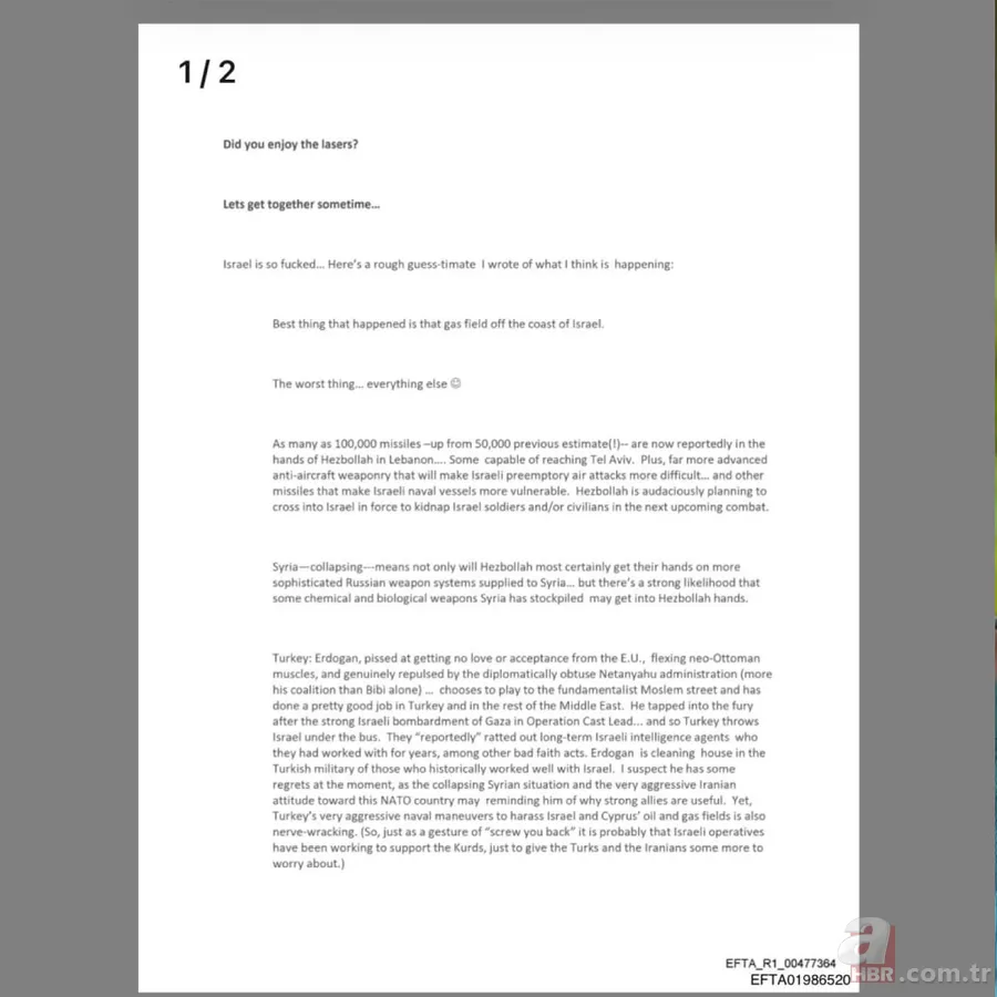 Başkan Erdoğan'ın bölgesel stratejileri Epstein belgelerinde: Orta Doğu ve Akdeniz manevraları: "İsrail rahatsız 2