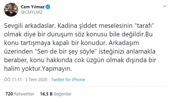 Cem Yılmaz Deniz Bulutsuz’u darbeden Ozan Güven’le ilgili sessizliğini bozdu