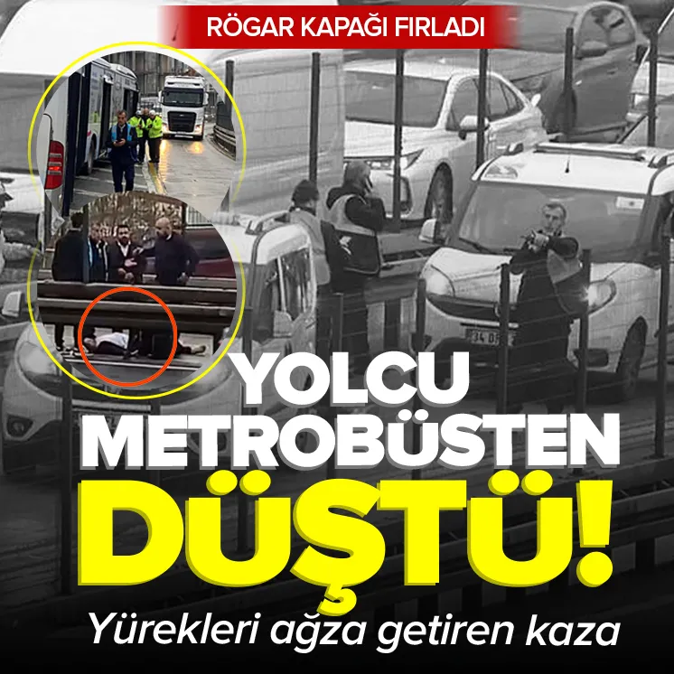 Yürekler ağza geldi! Yolcu metrobüsten düştü