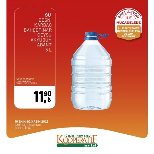 Tarım Kredi Market 30 Ekim indirim kataloğu! Kuru Soğan 5,90 TL, Salatalık 9,75 TL, Limon 10,90 TL, Yerli muz 28,90 TL, Mandalina 12,50 TL satışta…