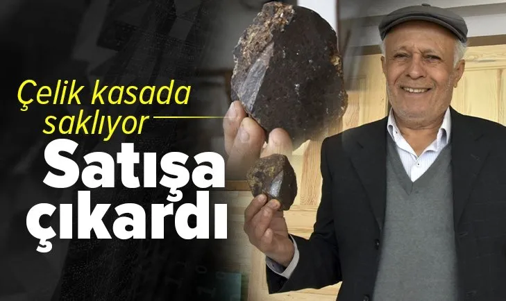 Antalya’da muhtar bahçesinde bulduğu gök taşını satılığa çıkardı