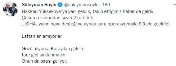 İçişleri Bakanı Süleyman Soylu duyurdu! Murat Karayılan’ın sırası geliyor
