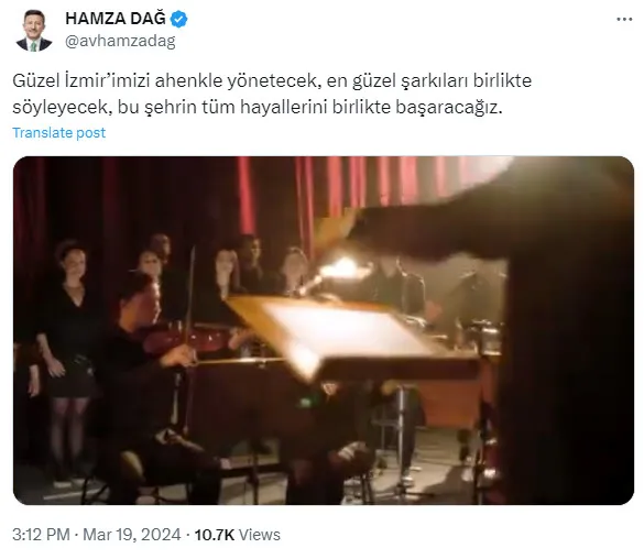 Hamza Dağ paylaştı! Büyük beğeni topladı: Güzel İzmir’imizi ahenkle yöneteceğiz