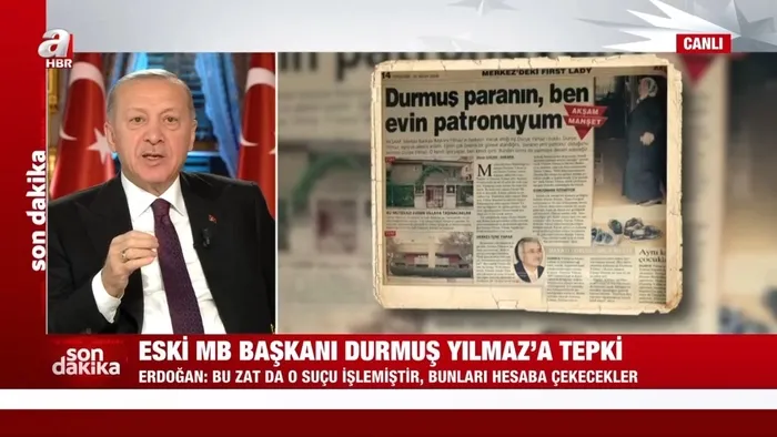 Durmuş Yılmaz’a Başkan Erdoğan’dan A Haber’de tepki: Suç işlemiştir! Bedelini öder