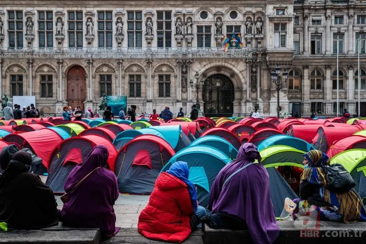 Paris’te şaşkına çeviren görüntü! Düzensiz göçmenler çadır kurdu