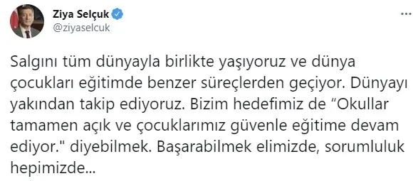 Milli Eğitim Bakanı Ziya Selçuk açıkladı! Türkiye Birleşik Krallık ve İtalya aynı listede