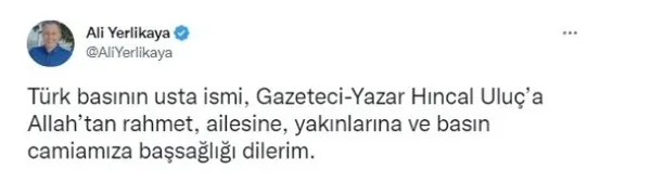 Hıncal Uluç 83 yaşında hayatını kaybetti! Usta yazar için taziye mesajları peş peşe geldi