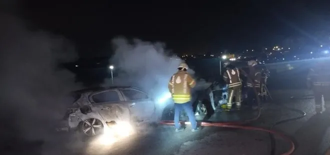 İstanbul’da ters yön kazası! 2 otomobilde yangın çıktı 2 kişi yaralandı
