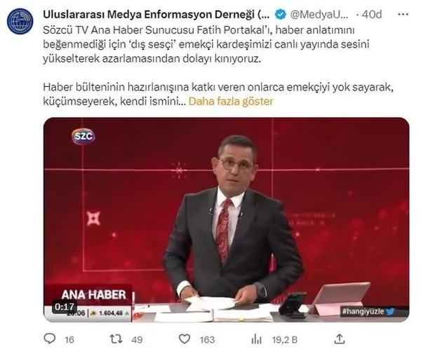 CHP fondaşı Fatih Portakal canlı yayında ’dış sesçi’yi azarladı: Beğendiniz mi? Ben beğenmedim! Kibir dolu yaklaşım sosyal medyada büyük tepki çekti