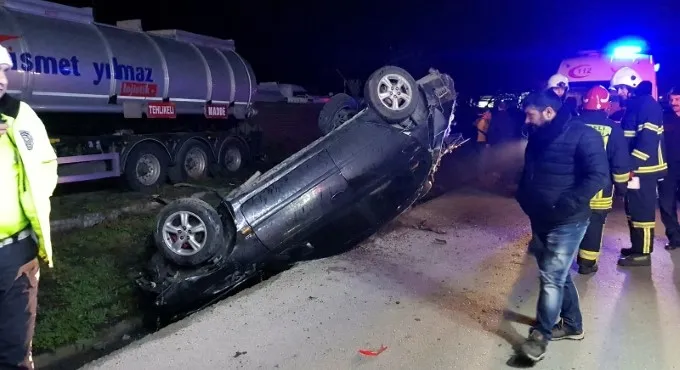 Otomobil ve tankere çarpan araç takla attı: 1 ölü, 2 yaralı - 2