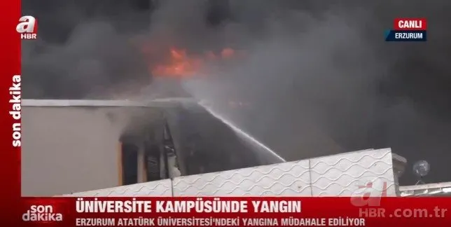 Erzurum Atatürk Üniversitesi yemekhanesinde yangın çıktı! A Haber olay yerinde!
