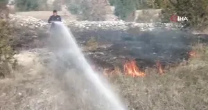 Akseki’de tarım arazisinde yangın