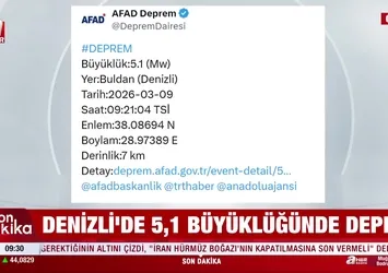 Denizli'de 5,1 büyüklüğünde deprem!