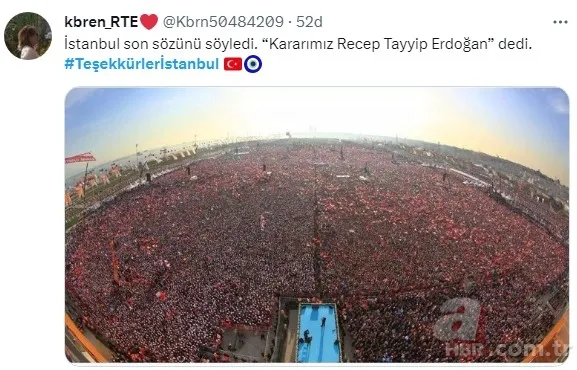 Başkan Recep Tayyip Erdoğan’dan “Teşekkürler İstanbul” mesajı! “Tweet altında paylaşalım…”