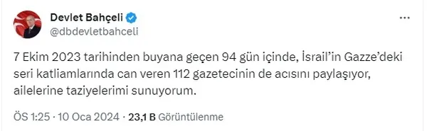 MHP lideri Devlet Bahçeli’den Fatih Camii İmamı Galip Usta için geçmiş olsun paylaşımı