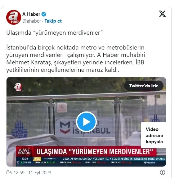 1694536101042.jpg Murat Ongun’dan A Haber’e İftira! A Haber Muhabiri Mehmet Karataş İBB’nin ‘yürümeyen merdiven’ gerçeğini belgelerle açıkladı - 2