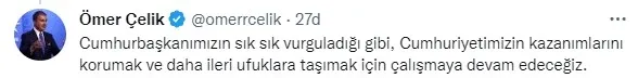 AK Parti Sözcüsü Ömer Çelik: Cumhuriyetimizin kazanımlarını korumaya devam edeceğiz - 1