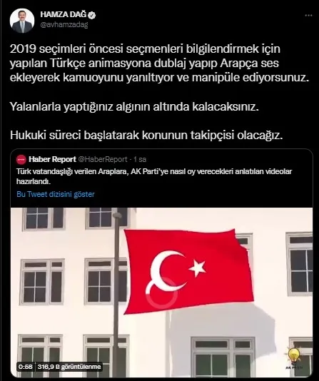 AK Parti ’Arapça animasyon’ yalanı için harekete geçti: Hukuki süreç başlatıldı