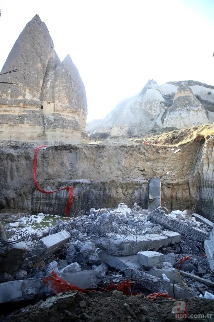 Peribacaları bölgesindeki inşaat yıkıldı