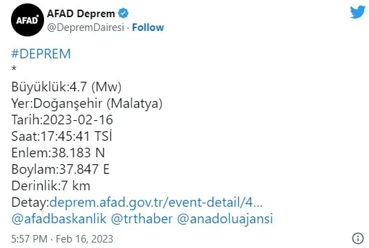 Az önce deprem mi oldu? 17 Şubat deprem nerede, kaç şiddetinde? AFAD, Kandilli son artçı depremler...