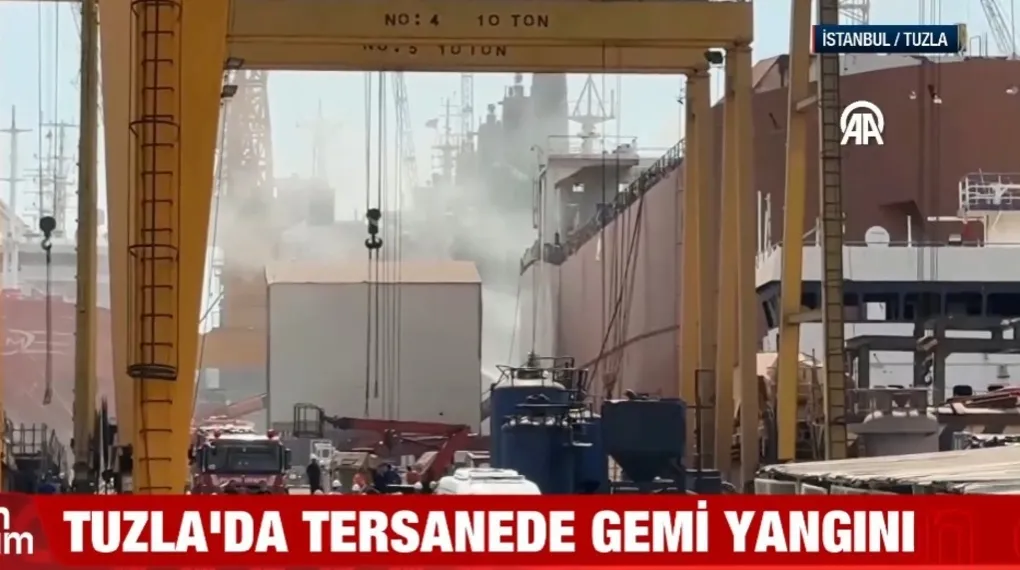 Tuzla’da tersanede gemi yangını