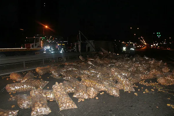 E-5 Karayolu’nda patates yüklü kamyonet devrildi: 2 yaralı - 1