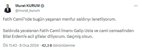 Fatih Camii imamına bıçaklı saldırı! Kurra Hafız Galip Usta omzundan yaralandı | Saldırgan tutuklandı