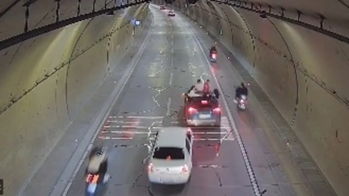Kağıthane Tünel'inde trafiği tehlikeye atan magandalar yakalandı!