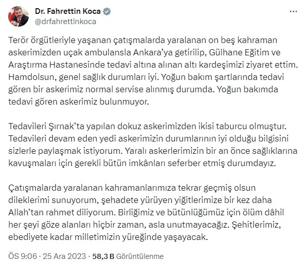 saglik-bakani-fahrettin-koca-duyurdu-yaralanan-15-kahraman-ankaraya-getirildi-1703529205090.jpg Sağlık Bakanı Fahrettin Koca duyurdu: Yaralanan 15 kahraman Ankara'ya getirildi - 2