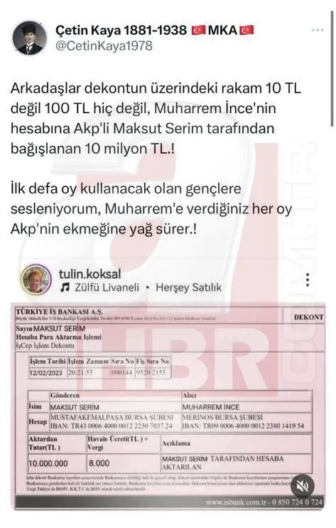 Muharrem İnce’ye FETÖ tarzı kumpas! İşte sahte dekont olayının perde arkası