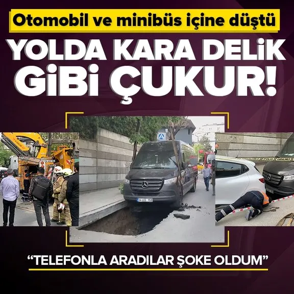 İstanbul Şişli’de yol çöktü! Otomobil ve minibüs içine düştü