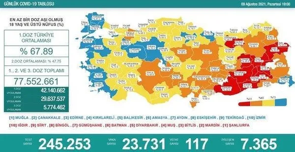 Son dakika: Sağlık Bakanlığı 13 Ağustos 2021 Kovid-19 vaka-vefat ve aşı tablosu - 13