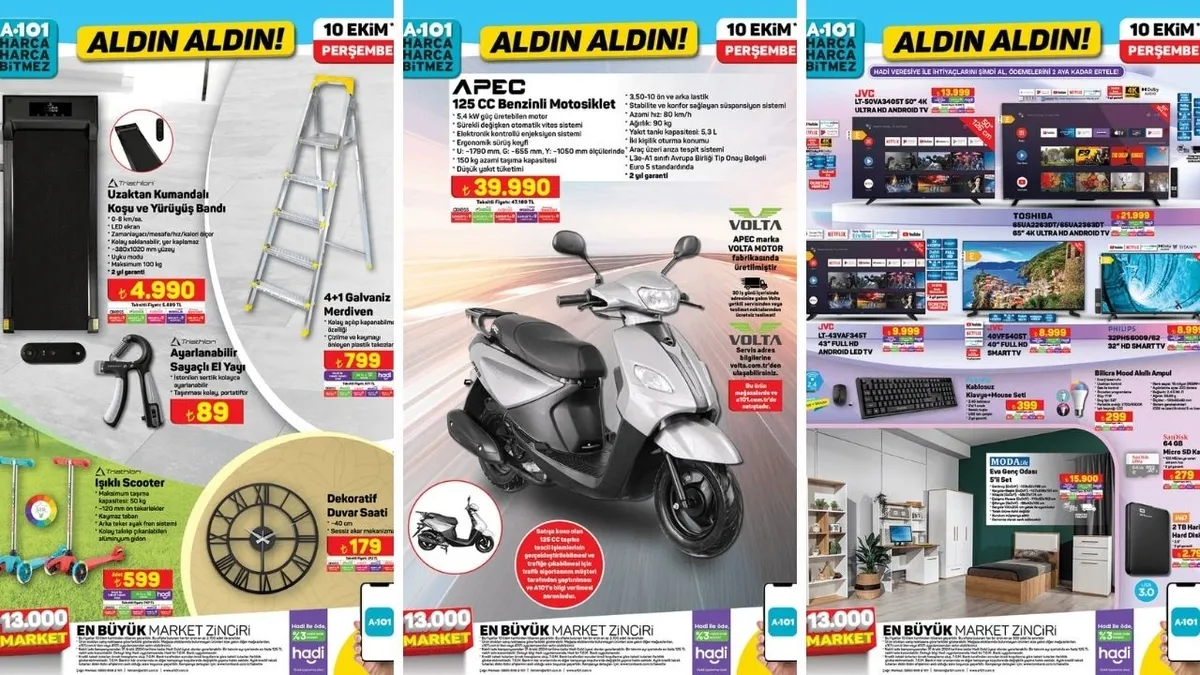 A101 10 Ekim aktüel kataloğu yayınlandı: 125 CC benzinli motosiklet 39.990 TL'den satışta...