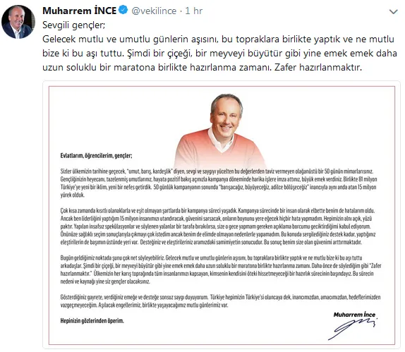 CHP’li Muharrem İnce’den Hazırlanma Zamanı mesajı