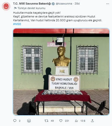 MSB: Van hudut hattında 20,5 kilo uyuşturucu ele geçirildi - 1