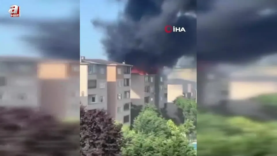 Silivri’de bir bina alev alev yandı
