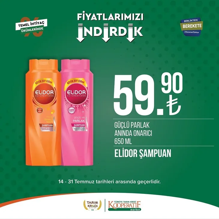 Tarım Kredi Market indirimlerinde son 6 gün! Katalogda yok yok! Çamaşır deterjanı 99.90, Ayçiçek yağı 36.90, Süzme peynir 64.90, zeytin 57.90 TL...