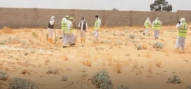 Libya’da bulunan toplu mezarlardaki kazı çalışmaları görüntülendi | Video