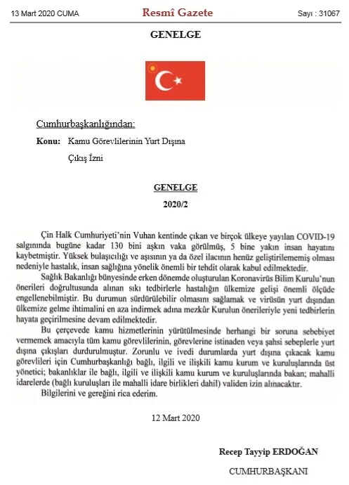 Son dakika: Cumhurbaşkanlığından "koronavirüs" genelgesi! Resmi Gazete'de yayımlandı.... - 1