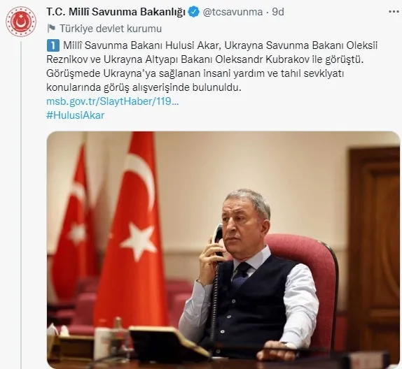 Bakan Akar’dan 2 kritik Ukrayna görüşmesi