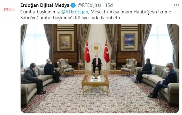 Son dakika: Başkan Erdoğan Mescid-i Aksa İmam Hatibi Sabri'yi ve milli yüzücü Emre Sakçı'yı kabul etti - 1