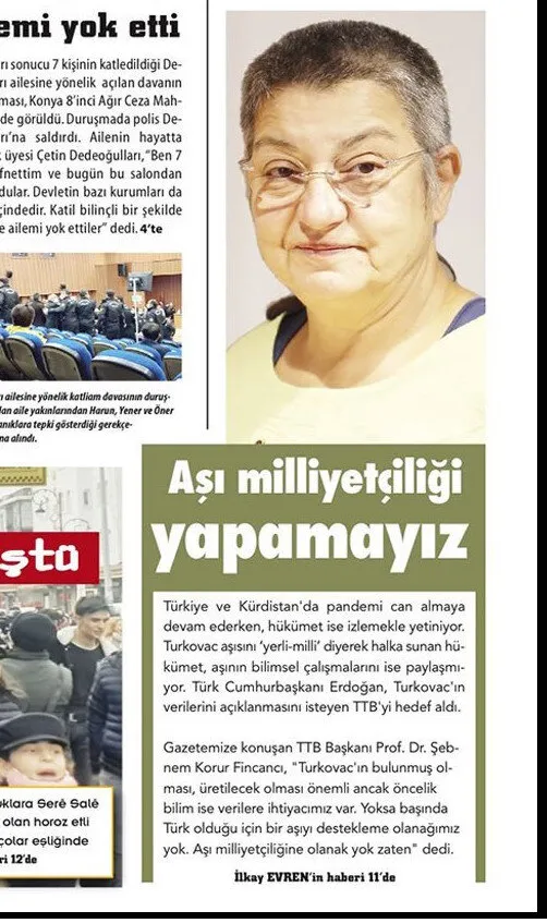 Son dakika: Türk Tabipleri Birliği Başkanı Şebnem Korur Fincancı PKK paçavrasında TURKOVAC’ı kötüledi