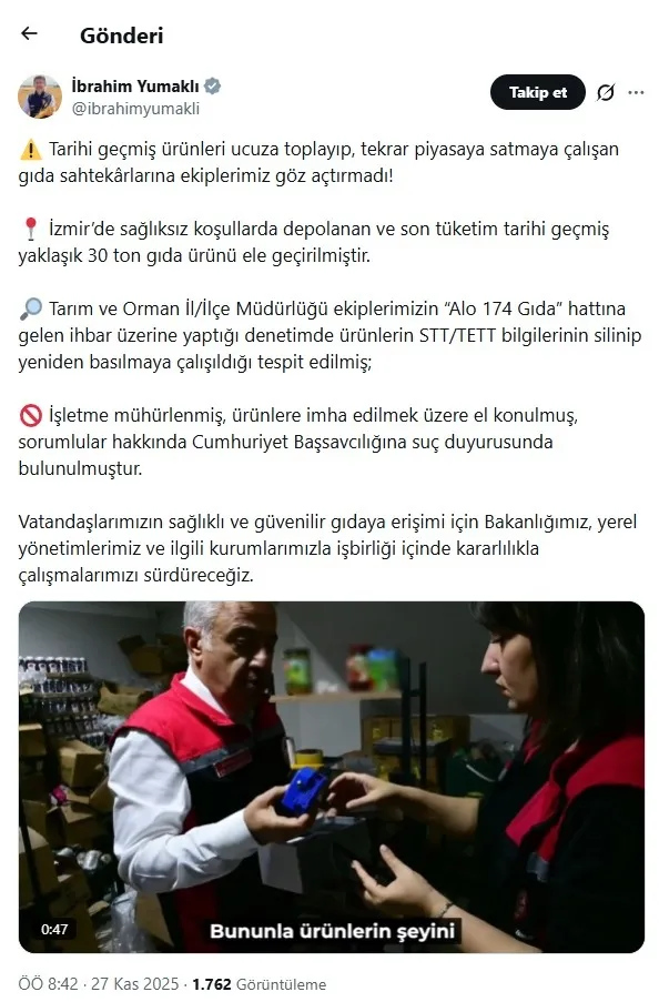 Bakan Yumaklı duyurdu! Gıda teröristlerine geçit yok! Tonlarcası ele geçirildi