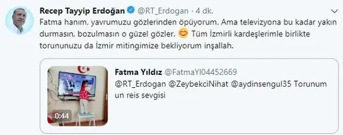 Başkan Erdoğan minik kızın ilgisine kayıtsız kalmadı