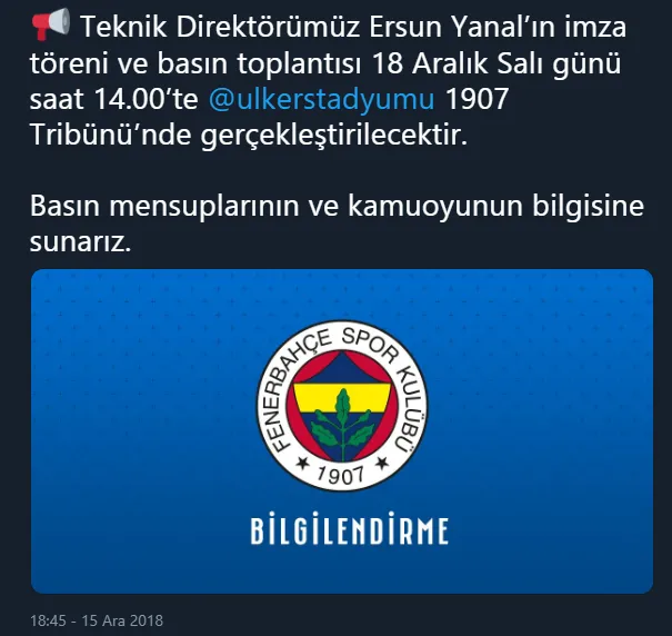 Fenerbahçe'den flaş Ersun Yanal açıklaması - 1