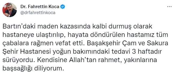 Son dakika: Bartın’daki maden faciasından acı haber! Sağlık Bakanı Fahrettin Koca duyurdu