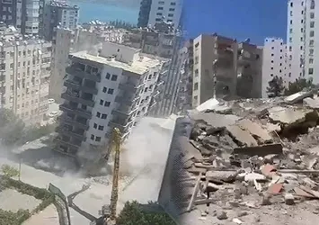 Adana'da ağır hasarlı 10 katlı bina yıkım sırasında çöktü