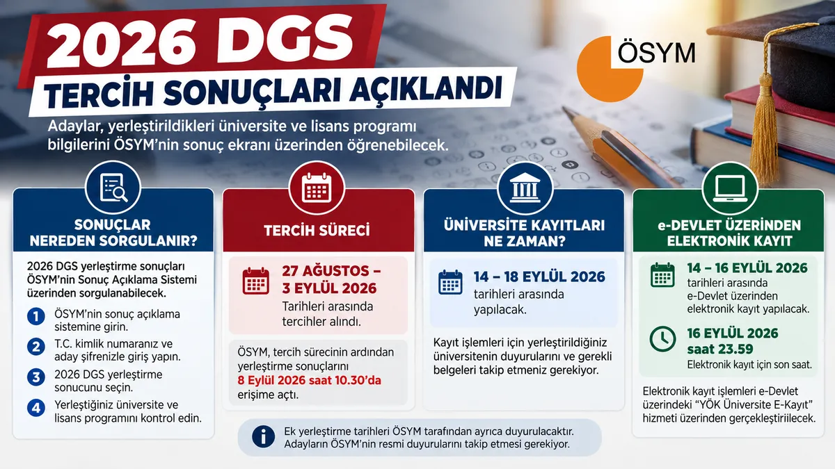 ÖSYM 2026 DGS sonuçlarını açıkladı! Üniversite kayıtları 14 Eylül'de başlıyor - 2