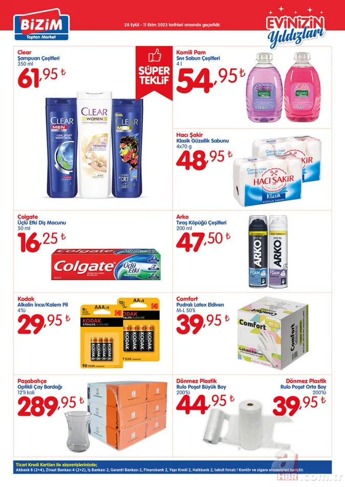 28 Eylül Bizim Toptan Market indirim kataloğu yayınlandı! 2 kg kaşar peynir 285 TL, 3 kg çay 267 TL, 3 kg çay 267 TL, 50’li karton bardak 12.46 TL’den satışa sunuluyor 10